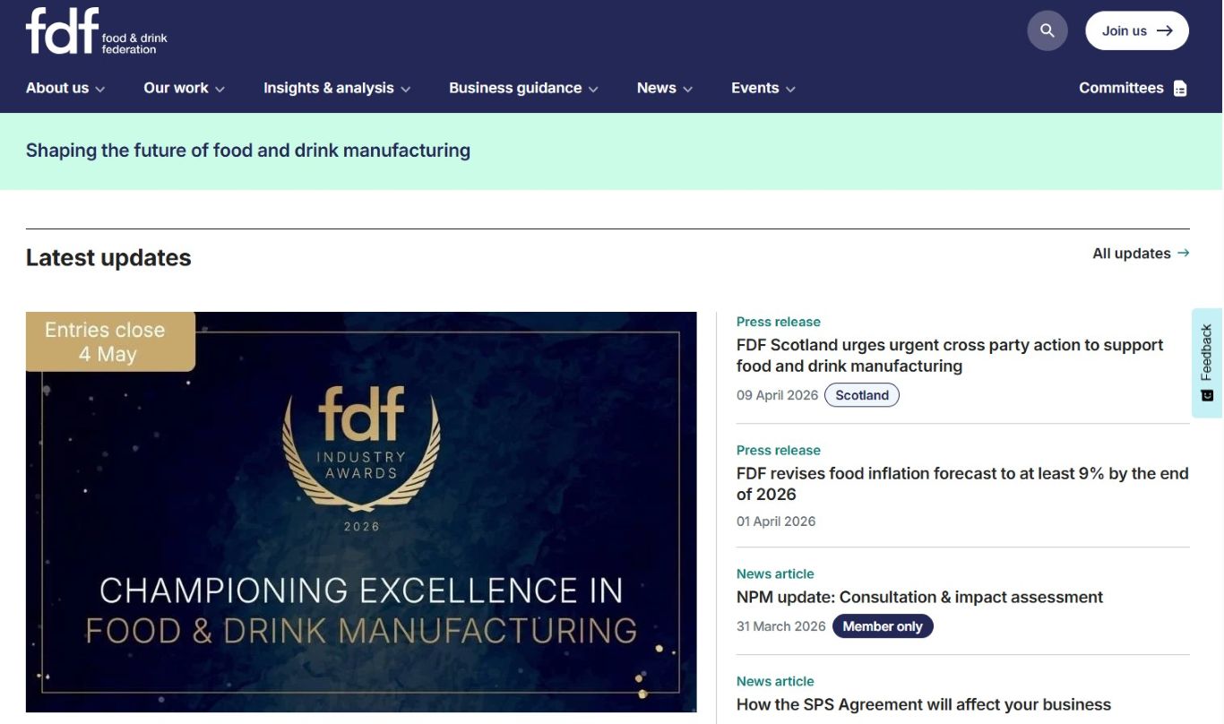 Register for an FDF website account | The Food & Drink Federation