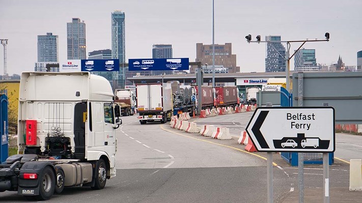 Lorries queuing at the roll on - roll off Liverpool to Belfast ferry