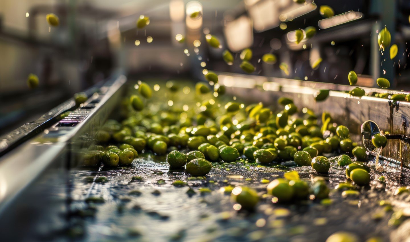 Olive cleaning process in factory