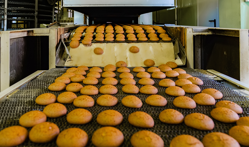 baked cookies on Production line
