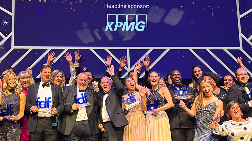 2025 FDF awards winners on stage with trophies