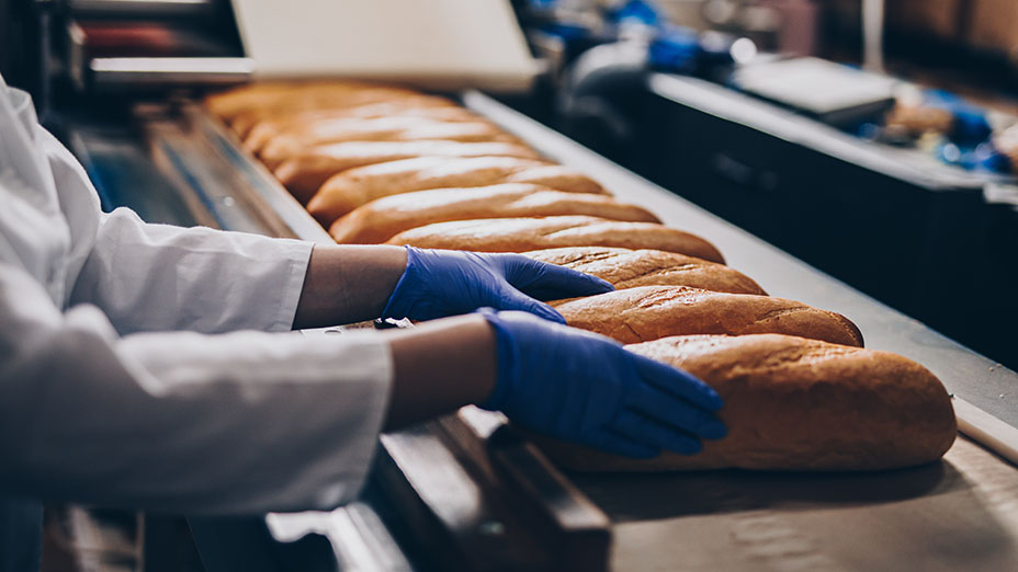 Young female worker working in bakery