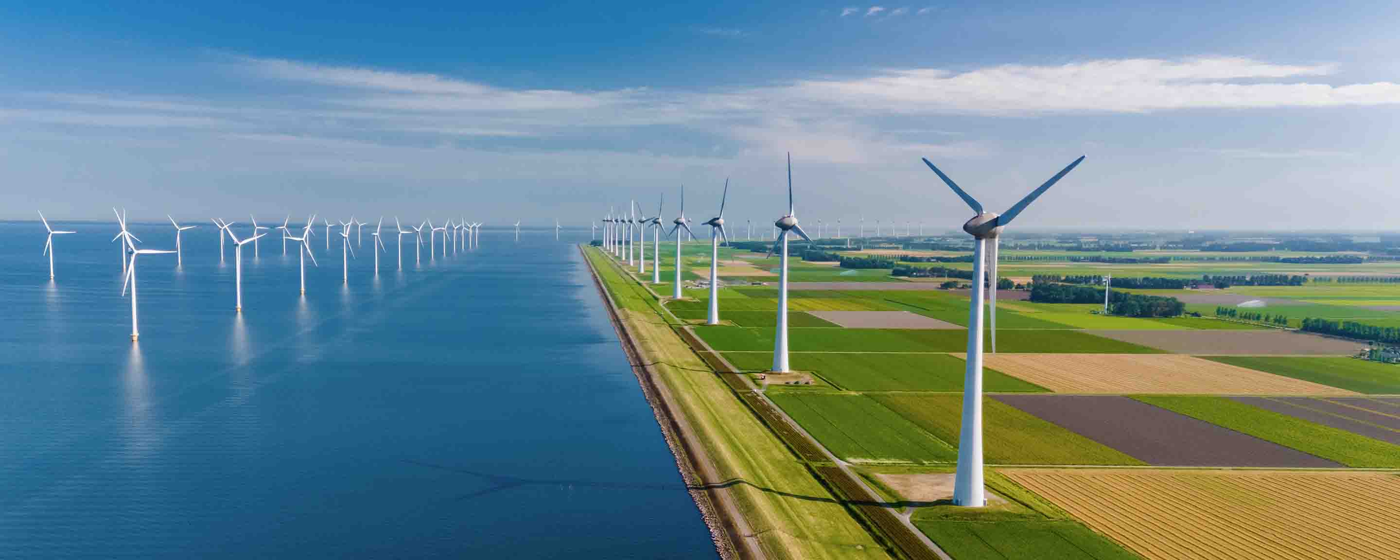 off-shore and on-shore green energy wind farms