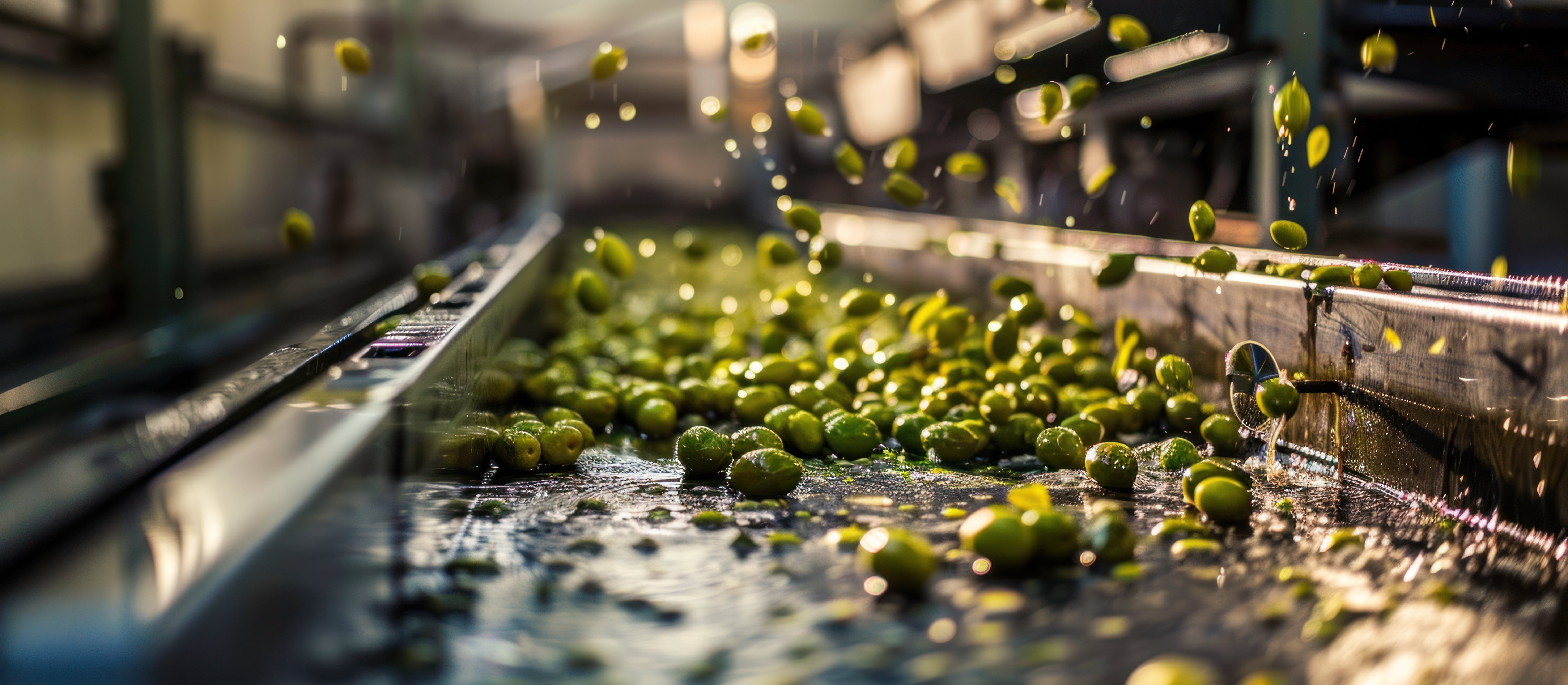 Olive cleaning process in factory